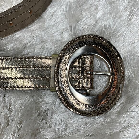 Vintage Per se Metallic ? Bronze Leather Belt Sz Small Italian Leather - Picture 6 of 6